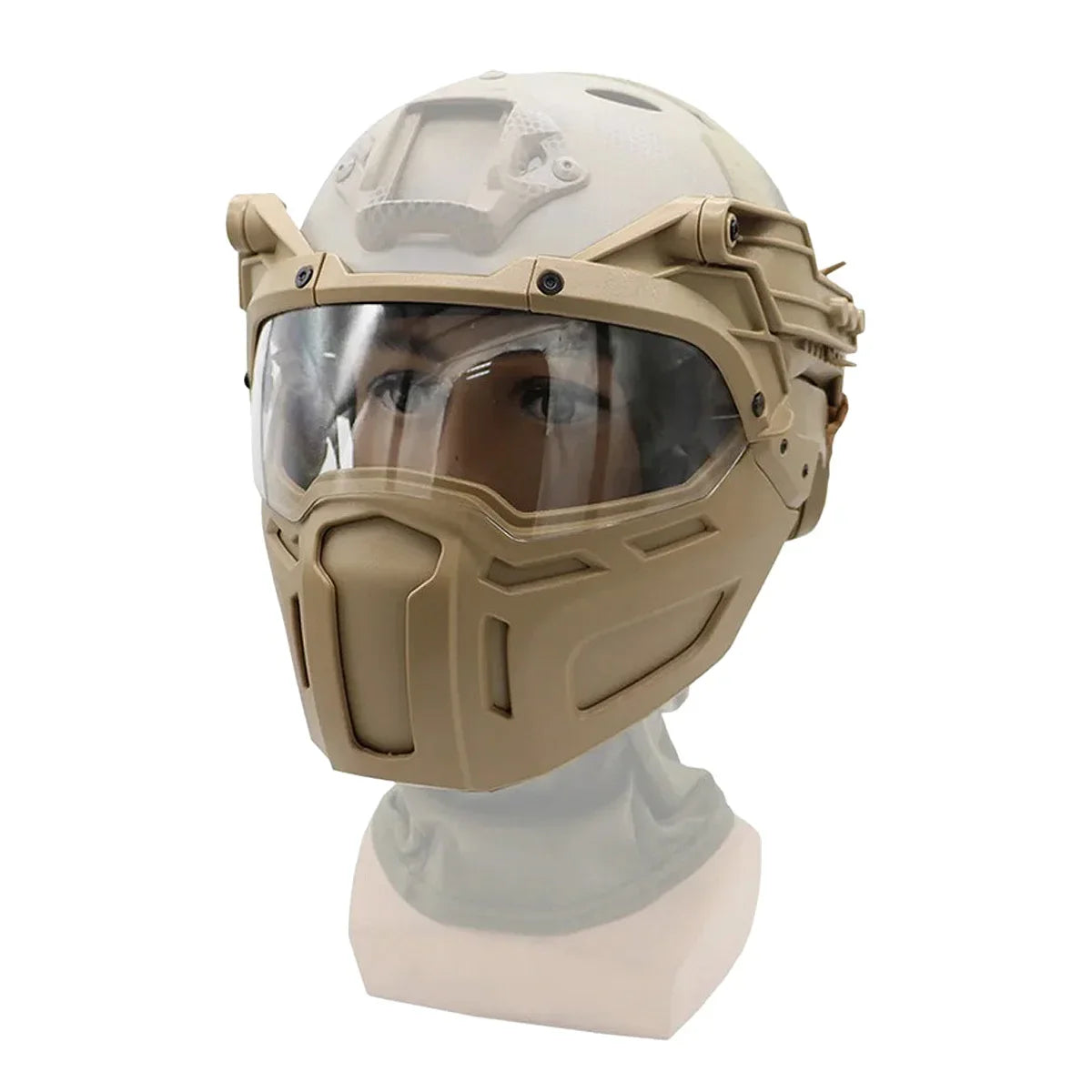 Tactical FAST Helmet Half Face Mask with Flip Goggles for Airsoft Paintball Hunting