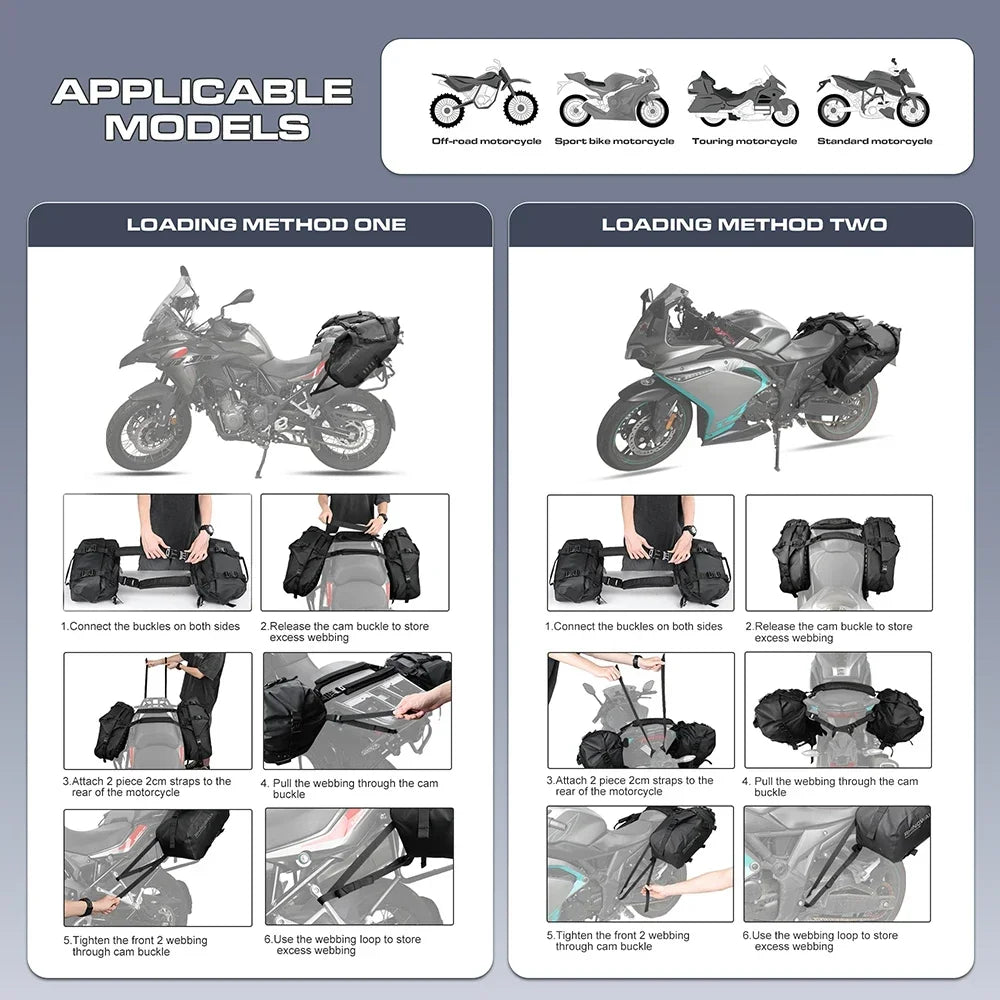 Adventure Motorcycle Saddle Bags 18L 28L 48L Pannier Luggage