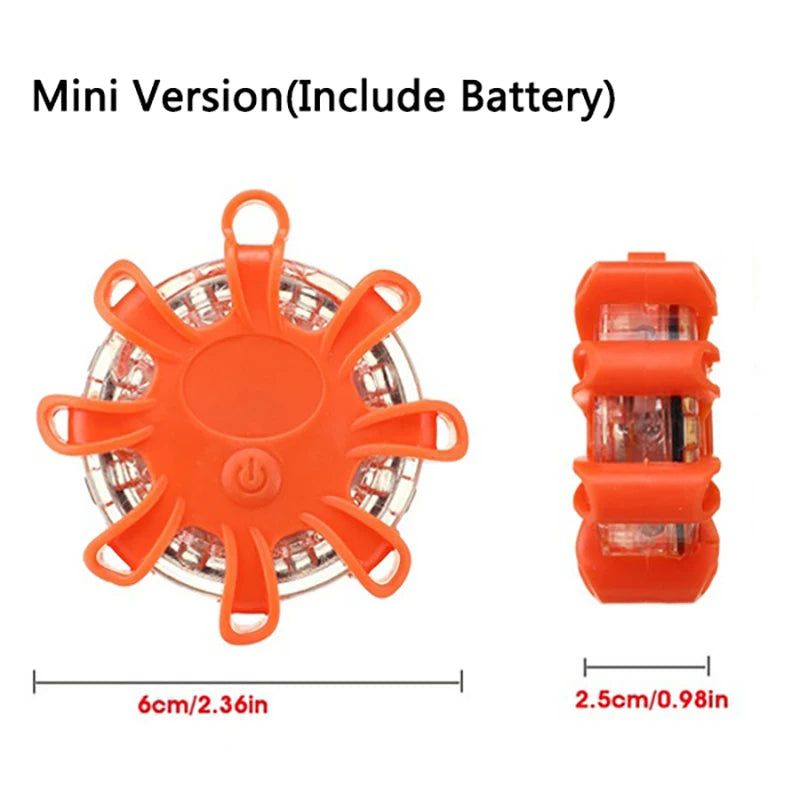 LED Warning Light Safety Flare 9-Mode Emergency Strobe Magnetic USB/Batt