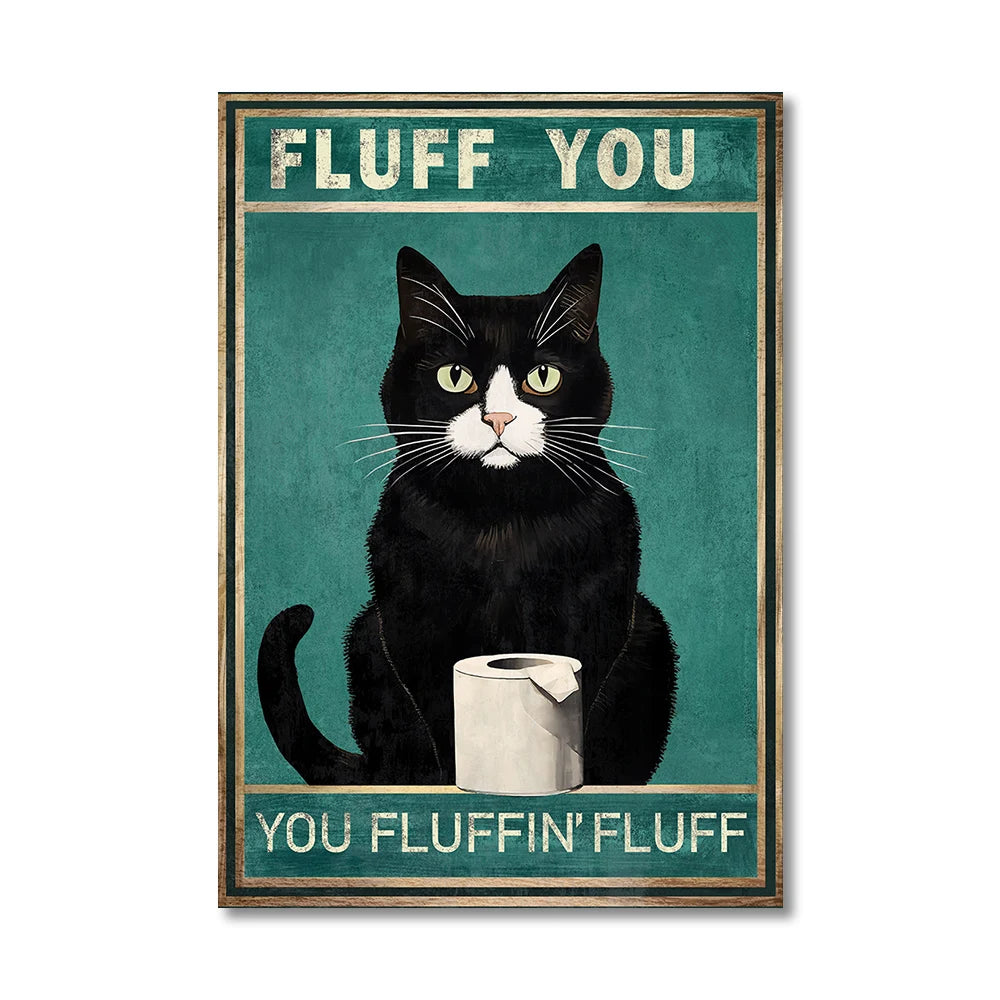 Funny Animals Wall Art Canvas Poster Prints Dinosaur Cats Dogs Retro Bathroom WC
