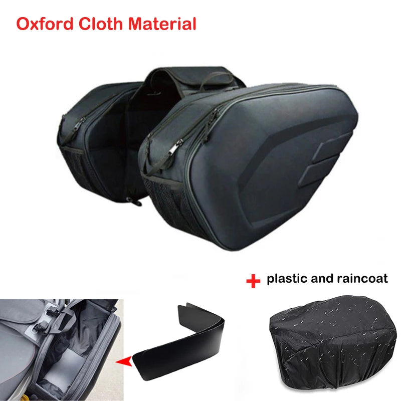 Universal Waterproof Expandable Motorcycle Saddle Bags, 36L-58L Panniers w/Cover