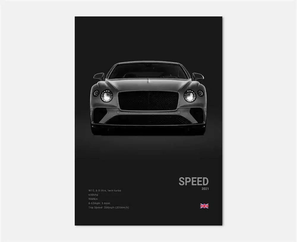 Pop Art Black Luxury Supercar Canvas Poster Wall  Home Mancave Decor Ghost GT RS
