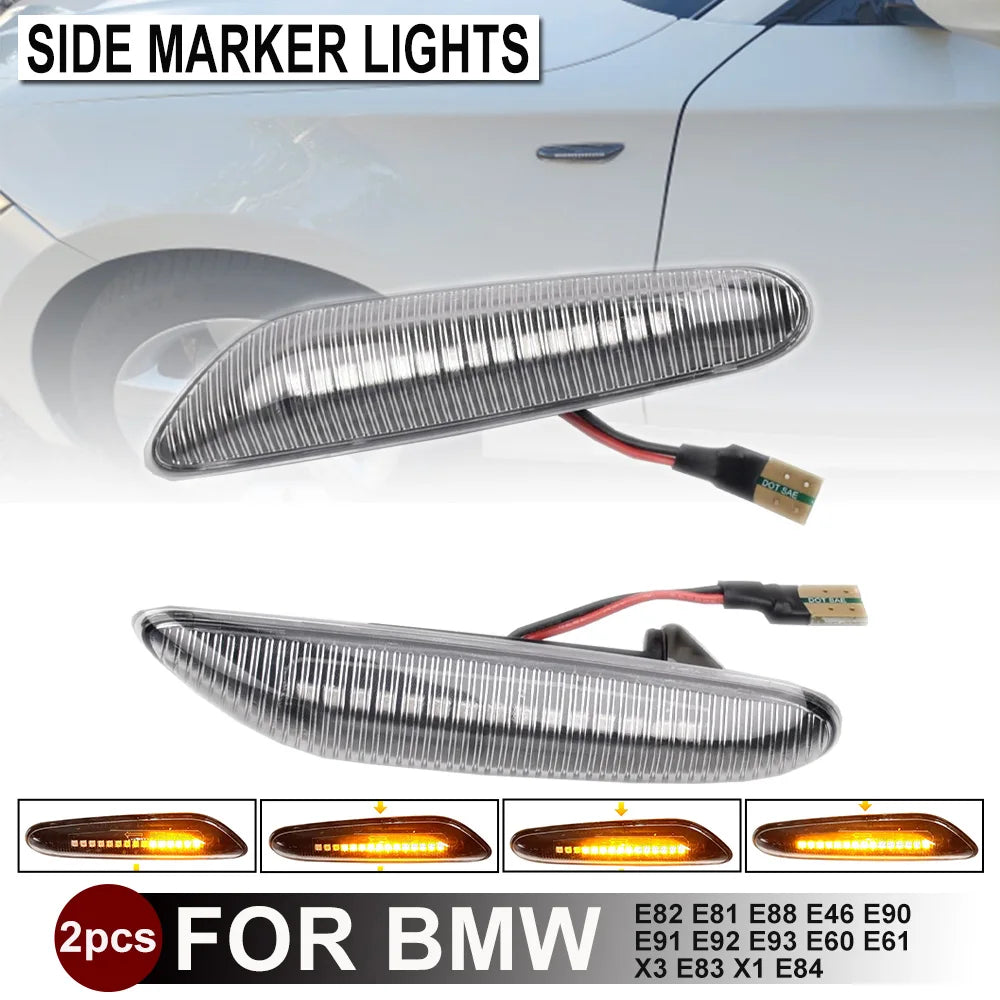 2X Dynamic LED Side Marker Turn Signal Light BMW E46 E90 E60 X1 X3 1 3 5 Series