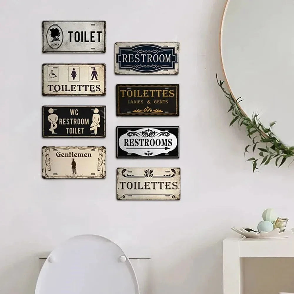 Vintage style Restroom Metal Sign Plaque Plate for Bar, Club, Toilet, Bathroom