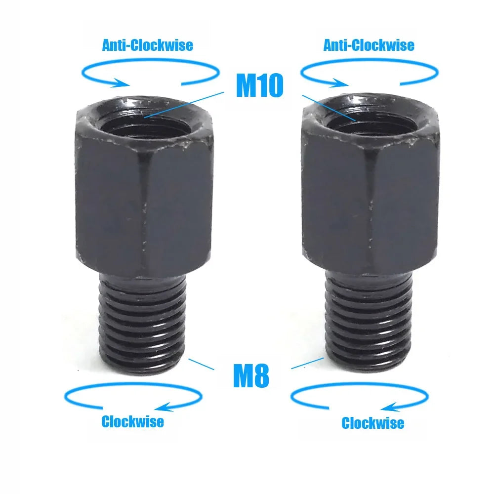 Black Motorcycle Mirror Adapters M10 M8 Right/Left Thread Conversion for Mirrors