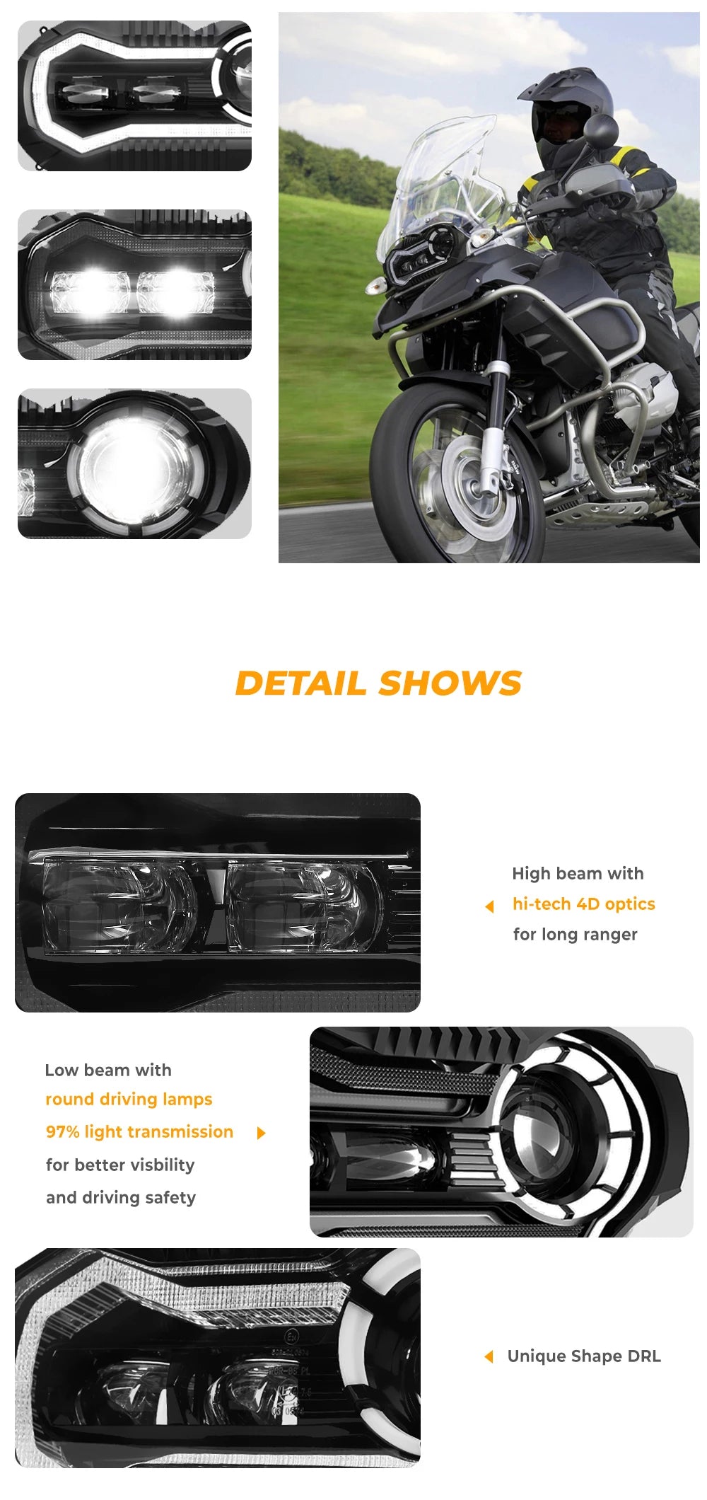 LED Headlight upgarde BMW R1200GS 2004-2012 R1200GS ADV 2005-2013 Plug & Play E24