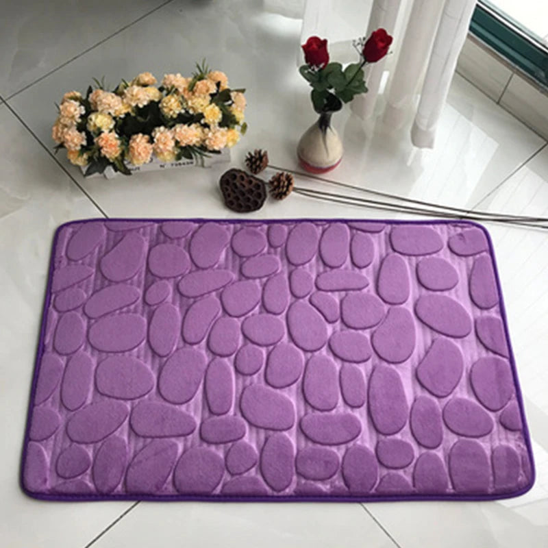 Cobblestone Memory Foam Bath Mat - Non-Slip Super Soft Bathroom Rug 40x60cm