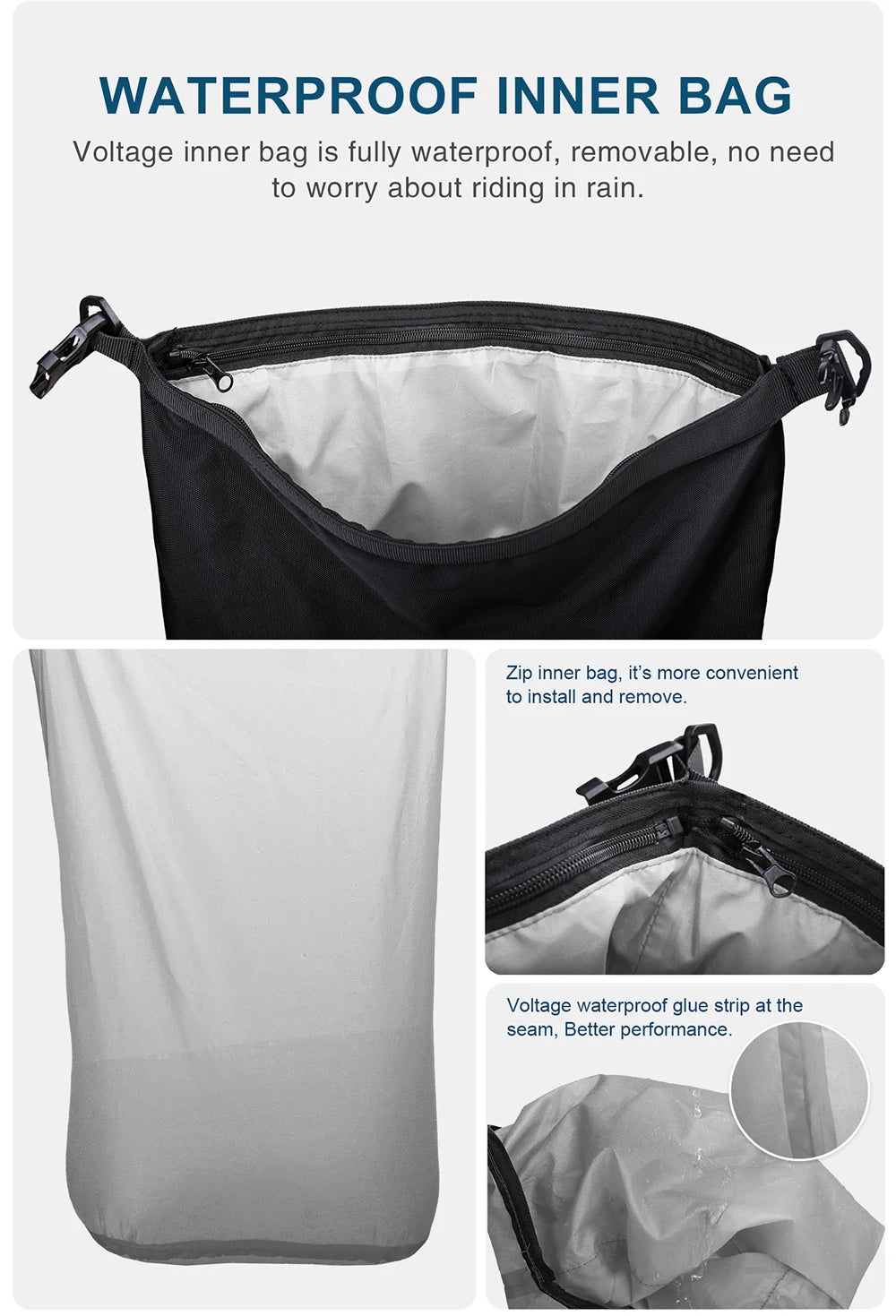 Rhinowalk Motorcycle Saddle Luggage Waterproof Rear Seat Bag 10L 20L 30L