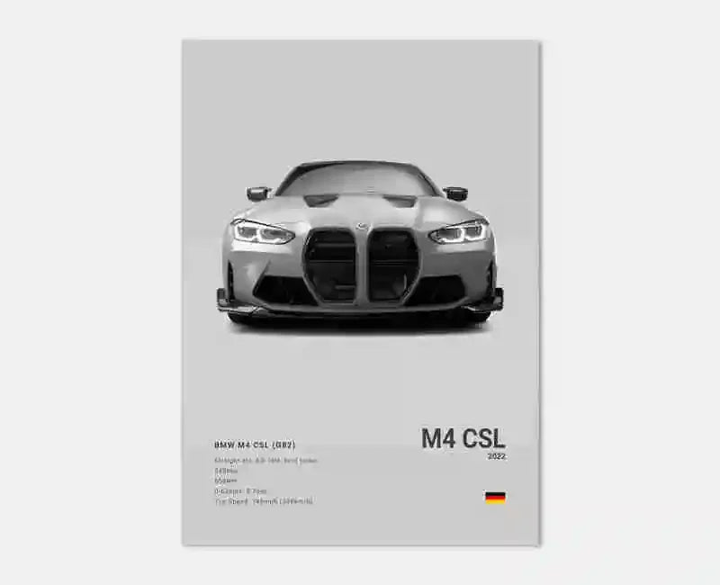 Pop B&W Luxury Car Canvas Poster Mancave Supercar MSport F80 M3 M140 GTR F87 G80