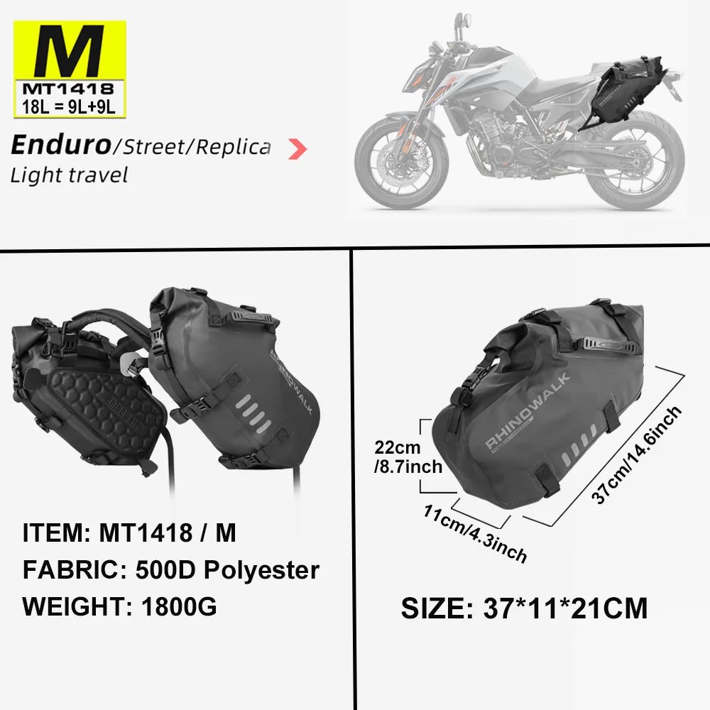 Rhinowalk Motorcycle Side Bags 100% Waterproof 18L/28L/48L Large-Capacity Panniers