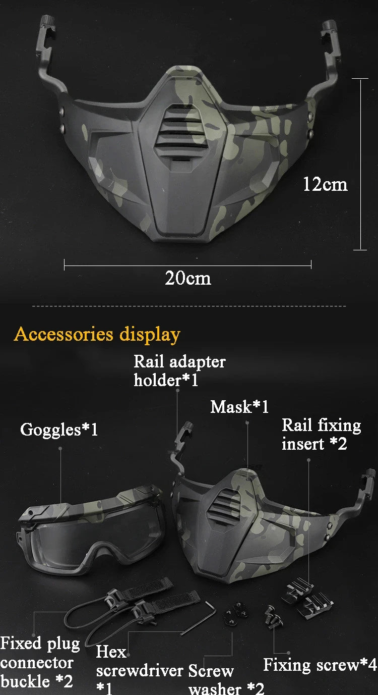 Airsoft Paintball Mask & Goggles Set Half Face Tactical Halloween Eye Protection