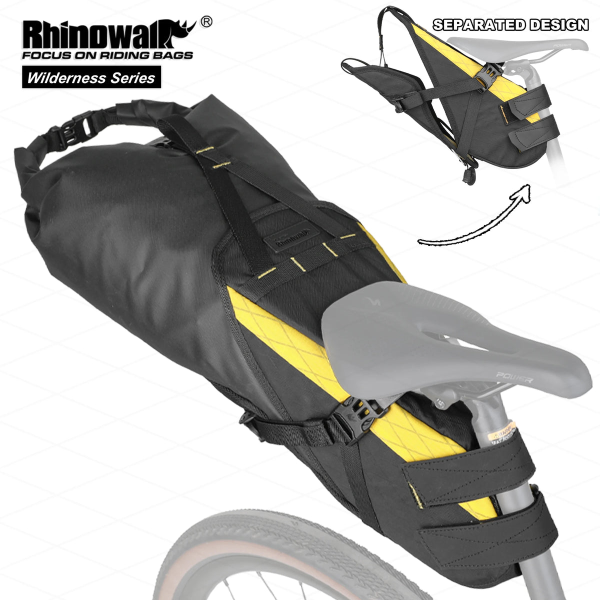 Rhinowalk 14L Waterproof Bike Saddle Bag Large Rear Seat Pack Bikepacking MTB