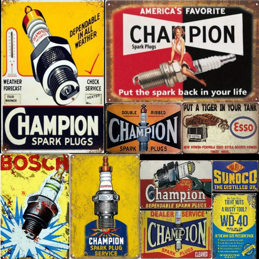 Vintage Metal Tin Sign, Retro Garage Oil & Gas Station Poster, Man Cave Decor
