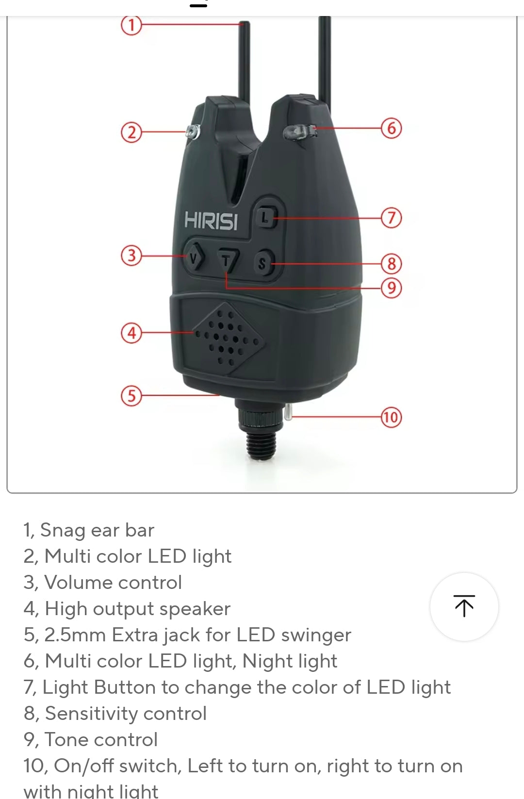 Hirisi Carp Fishing Bite Alarm B160 Volume Tone Sensitivity LED  Alert Tackle