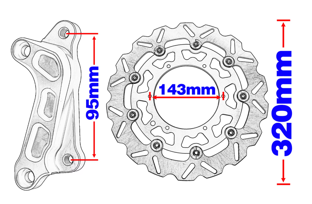 320MM 260MM Front Brake Disc Rotors Caliper Adaptor For KTM Husqvarna GasGas 125-500