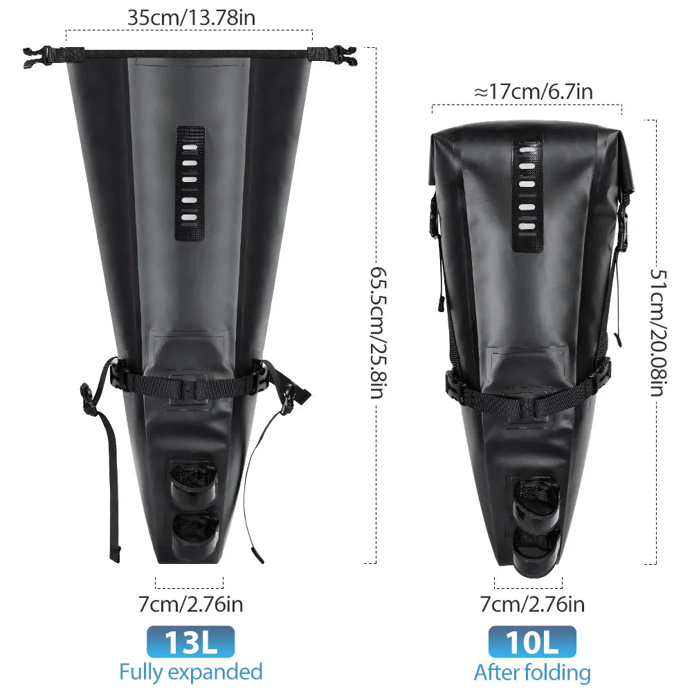 13L Waterproof Bicycle Saddle Tail Bag MTB Road Bike Luggage Touring eatpost
