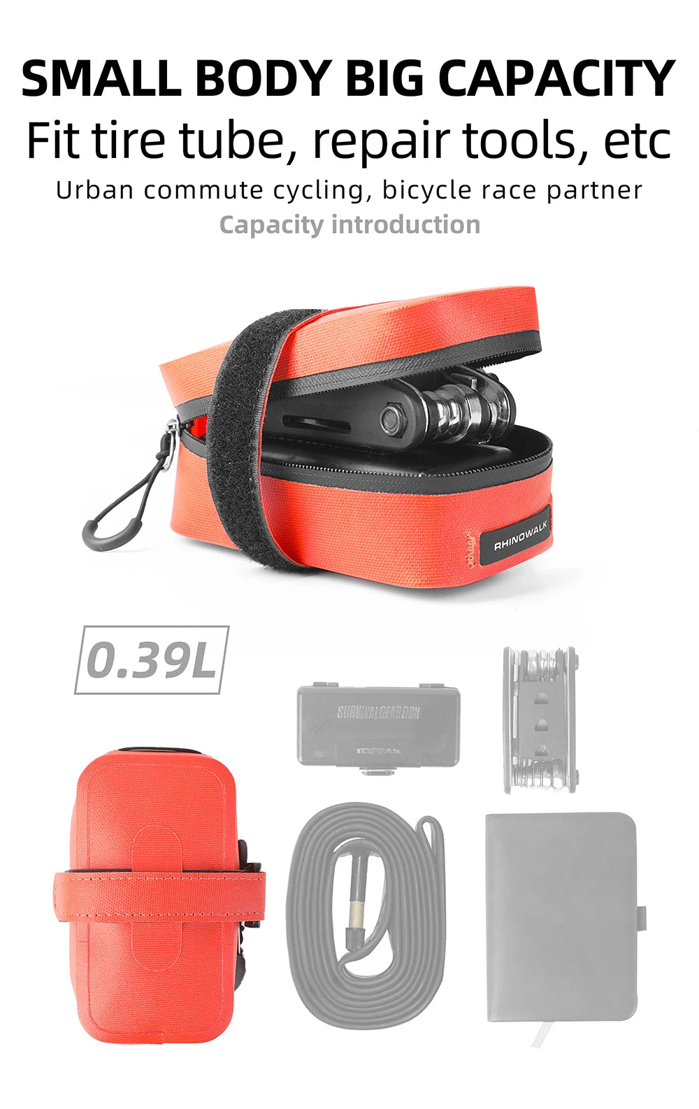 Ultralight Waterproof Bike Saddle Bag 0.4L Compact Rear Seatpost Bike Tail Pouch