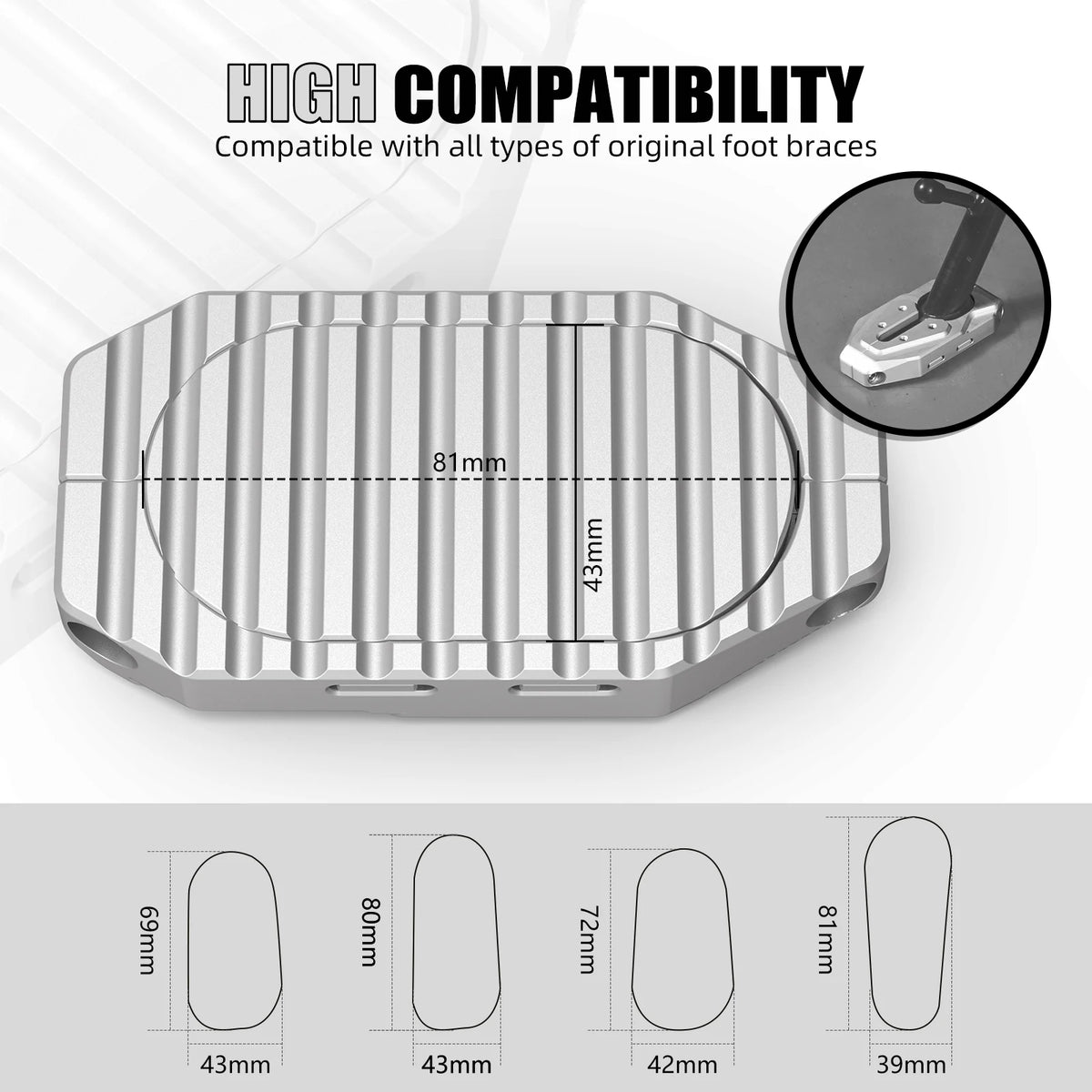 BMW R1250GS R1200GS Kickstand Pad CNC Side Stand Extension Plate 2016–2023