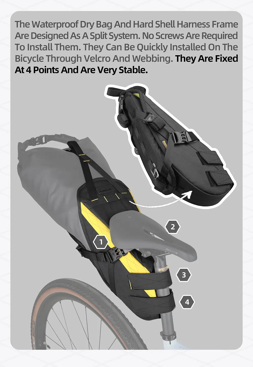 Rhinowalk 14L Waterproof Bike Saddle Bag Large Rear Seat Pack Bikepacking MTB