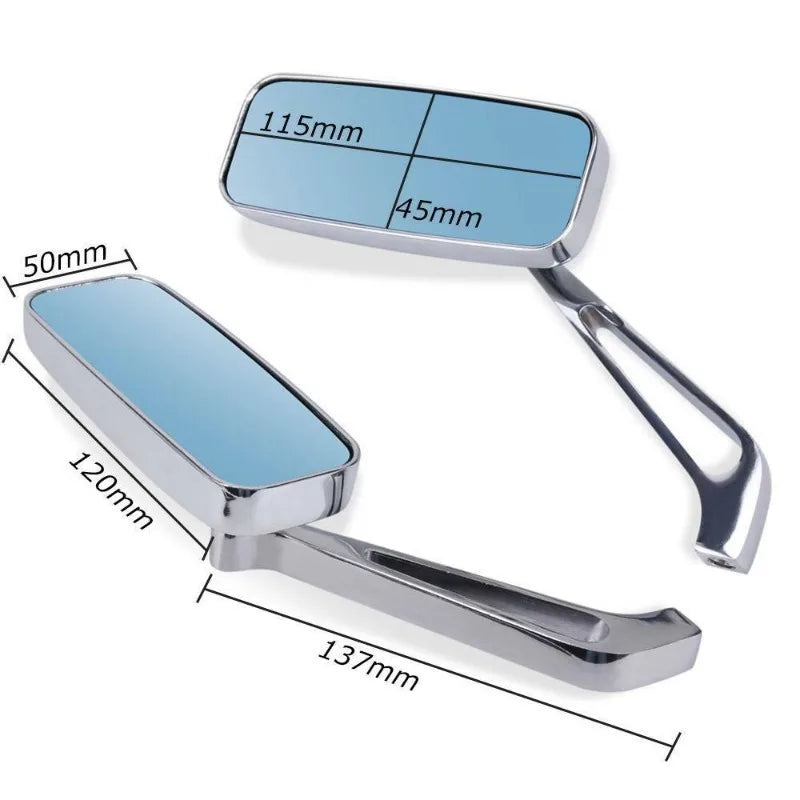 1 Pair 8/10mm Chrome Motorcycle Rear View Mirrors