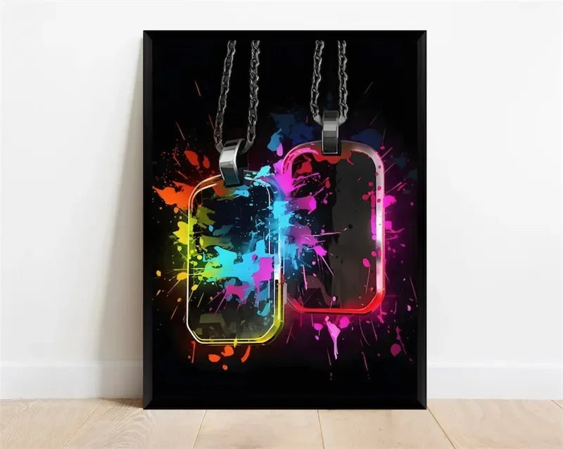 Pop Neon Video Game Character Canvas Wall Art Gamepad Headphones Gaming Room