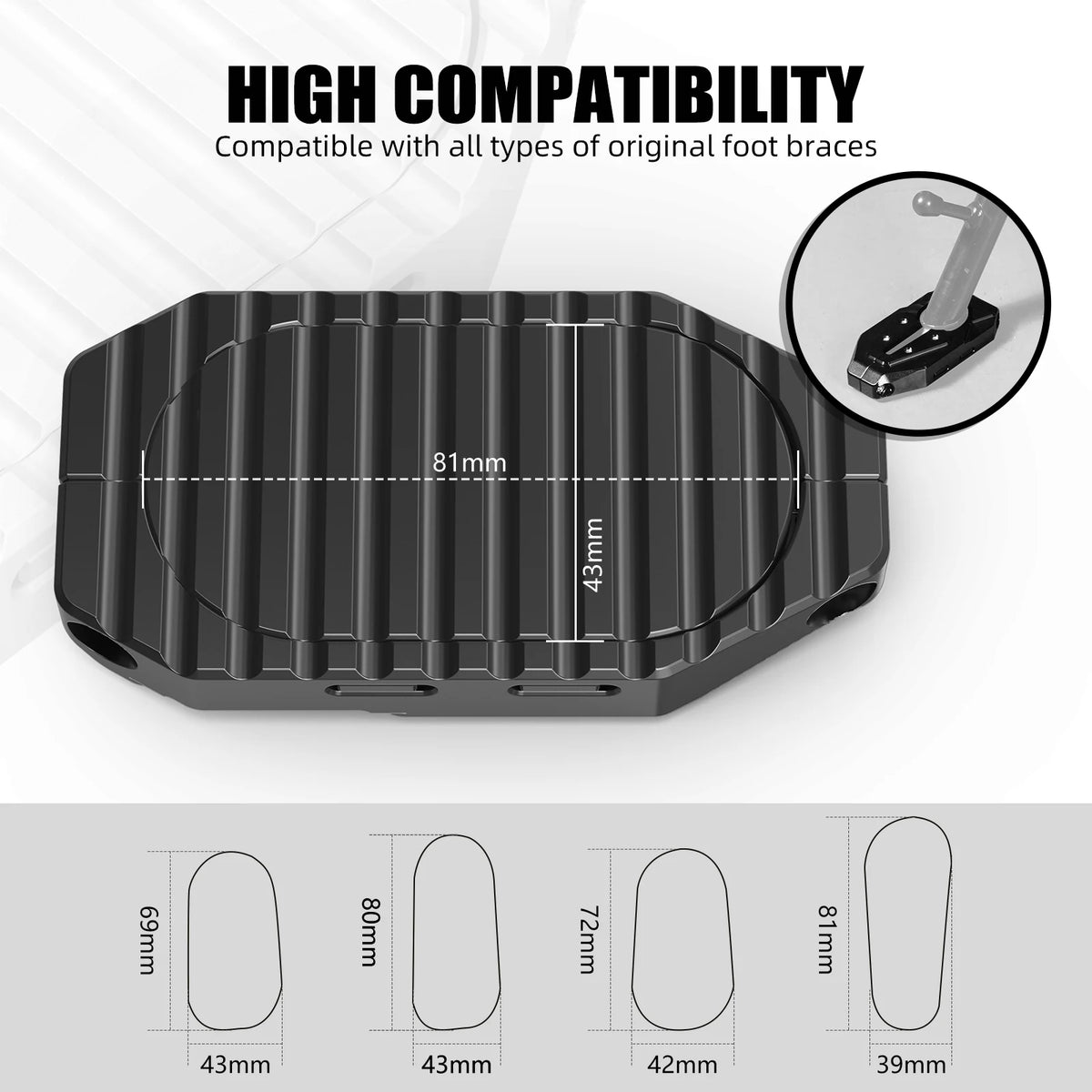 BMW R1250GS R1200GS Kickstand Pad CNC Side Stand Extension Plate 2016–2023