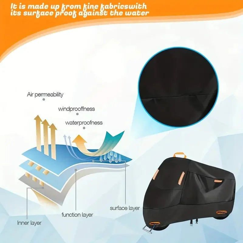 Motorcycle Cover Waterproof Dust UV Protective All-Season Motorbike Cover 300D