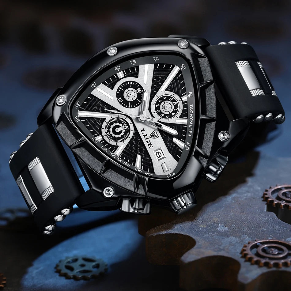 LIGE Original Luxury Men's Watch with Box choice of finish, Perfect Gift