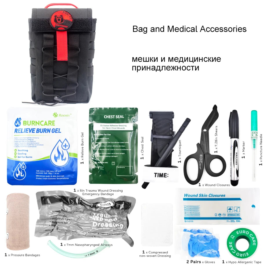 Tactical First Aid Kit Portable Trauma IFAK Emergency Molle Pouch for Hiking
