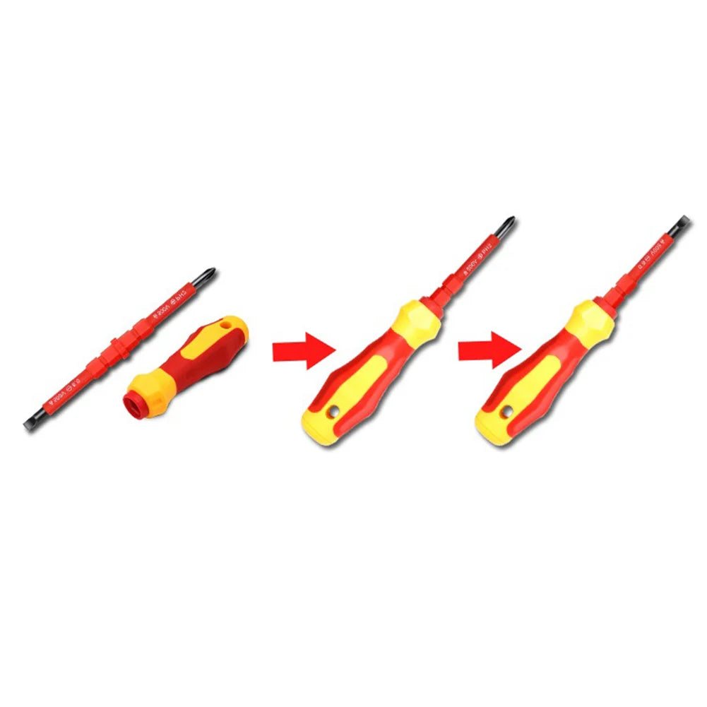 2-in-1 Insulated 500v Screwdriver Set - PH1, PH2, Slotted 5.0, 6.0 Electrician