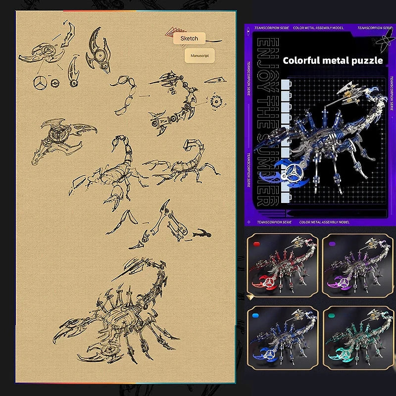 3D Scorpion Metal Puzzle Steampunk Insect Model Kit - 454 PCS DIY Model