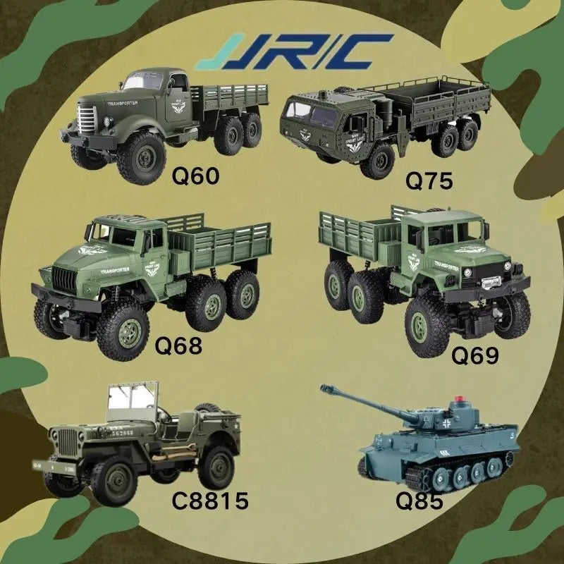 JJRC C8815, Q60, Q75, Q85, Q68, Q69 1:16 RC Military Truck Tank Crawler Jeep