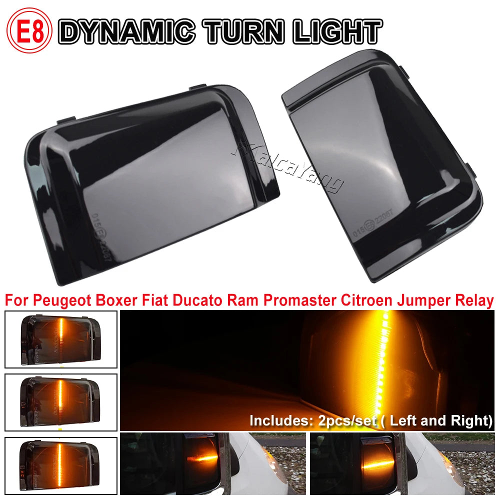 2pcs LED Dynamic Turn Signal Mirror Light For Peugeot Boxer Fiat Ducato Jumper