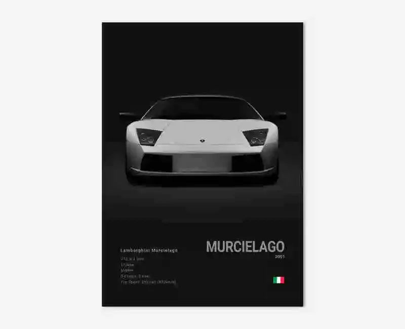 B&W Canvas Poster Luxury Supercar Lamborghini SUV SVJ Wall Art Garage Mancave