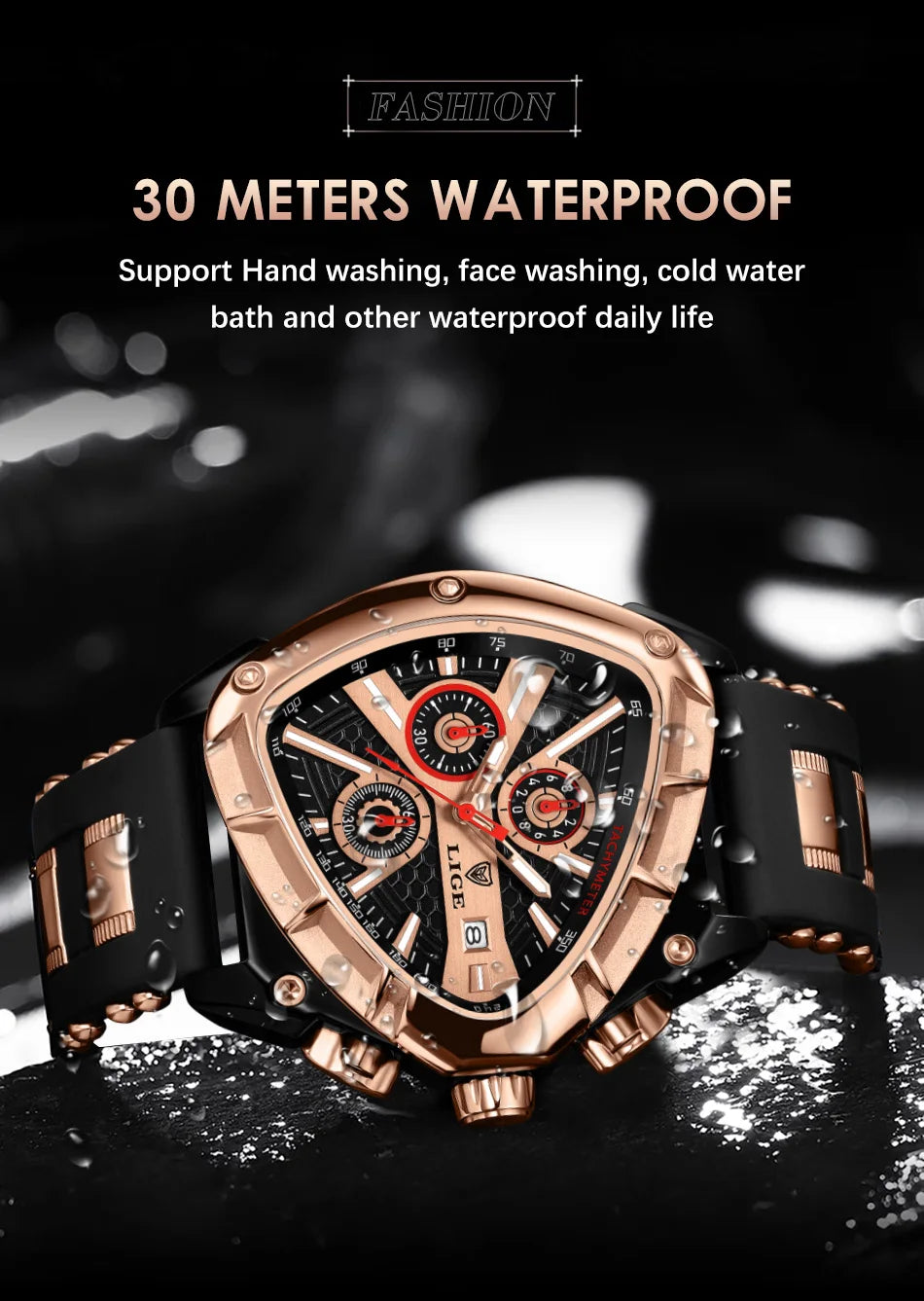 LIGE Original Luxury Men's Watch with Box choice of finish, Perfect Gift
