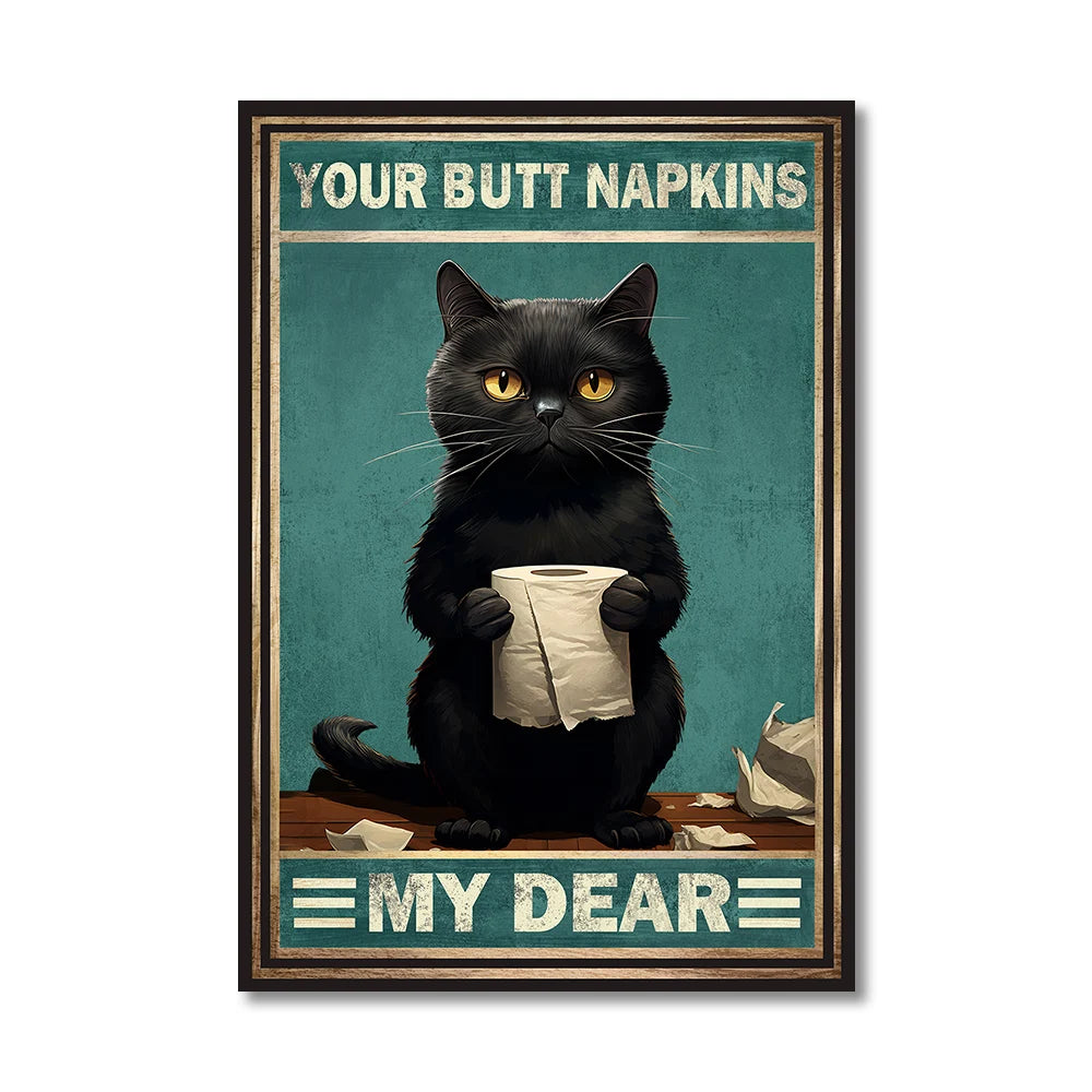 Funny Animals Wall Art Canvas Poster Prints Dinosaur Cats Dogs Retro Bathroom WC