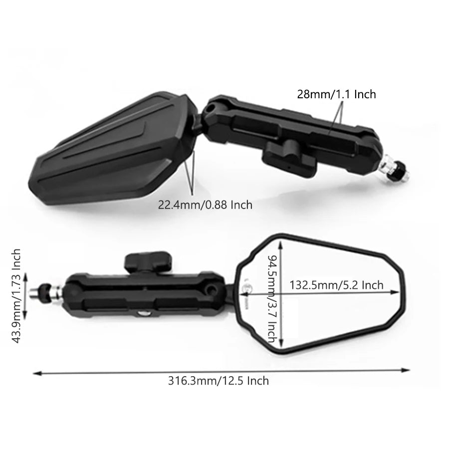 2x Adventure mirrors Yamaha Motorcycle Ram arm 360deg adjustable Folding