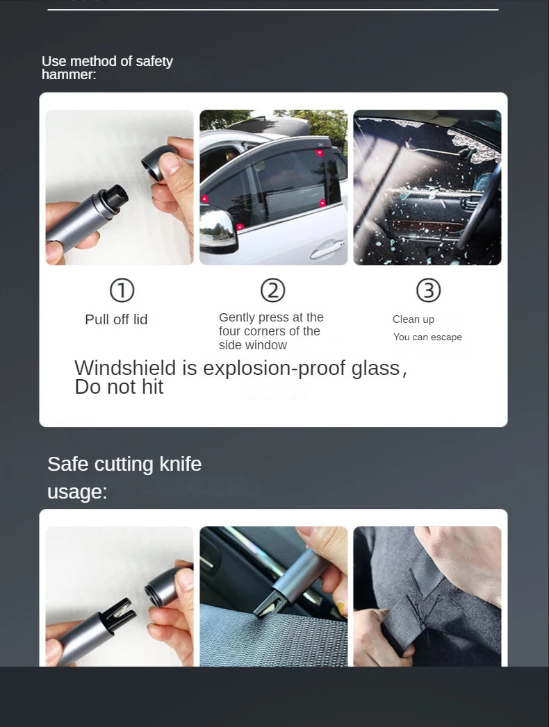 Car Emergency Escape Tool 2-in-1 Safety Hammer Glass Breaker & Seat Belt Cutter