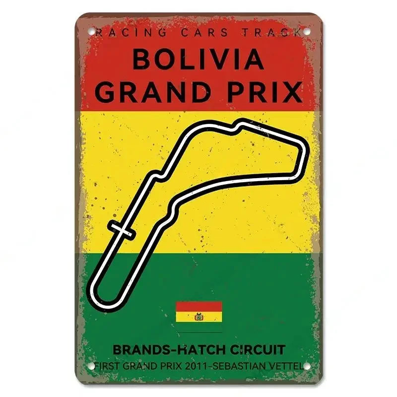 Vintage Race Track Metal sign F1 Aluminium Plaque Garage, Mancave, Home, Office