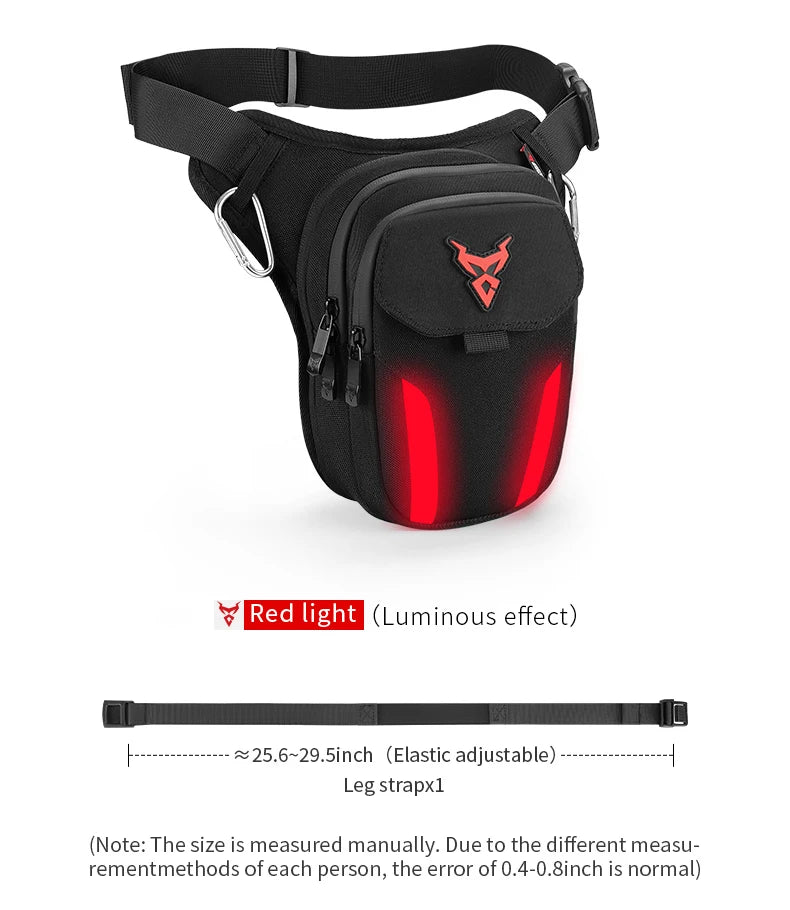 Waterproof Motorcycle Drop Leg Bag with LED Light - Moto Pack for Outdoor Sports