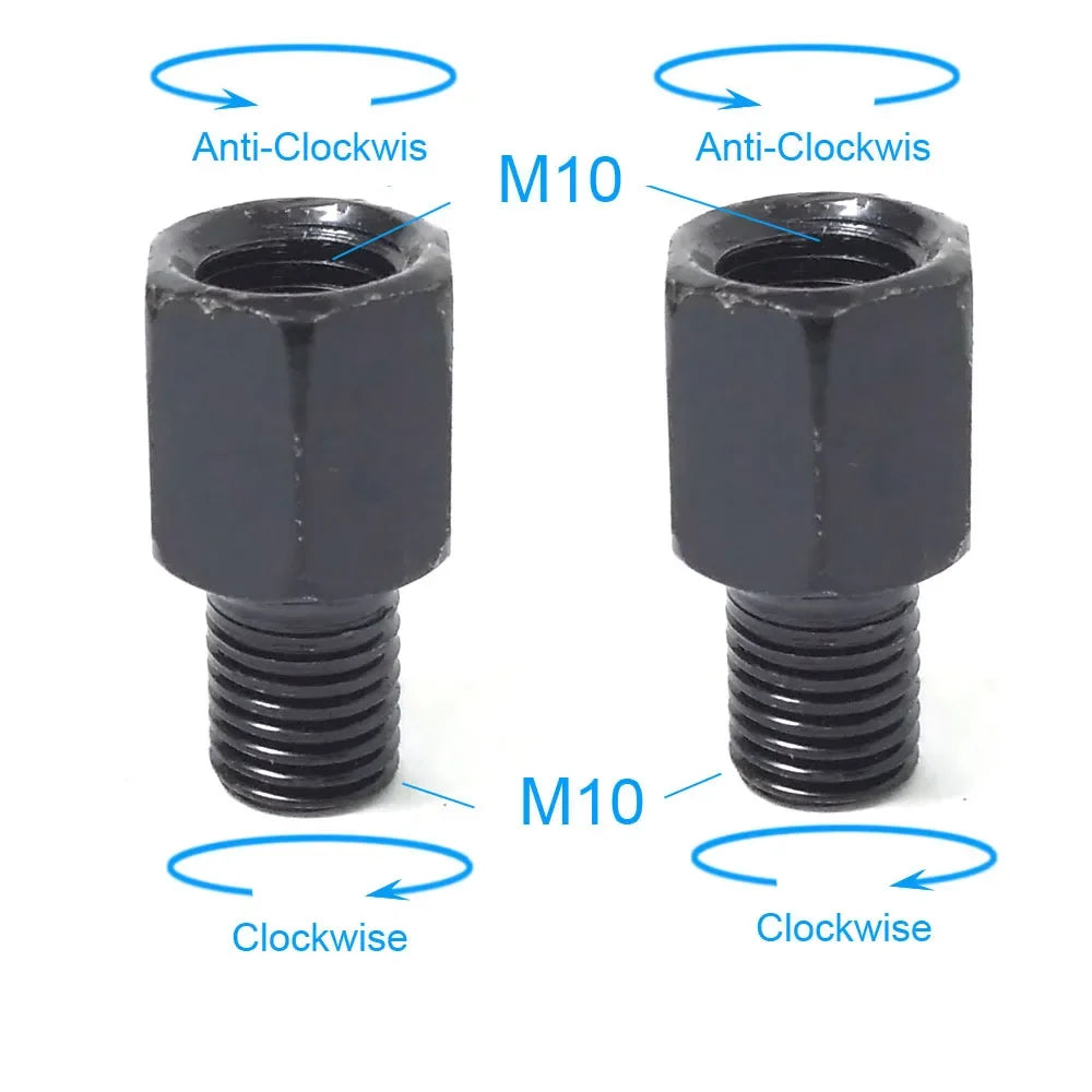 Black Motorcycle Mirror Adapters M10 M8 Right/Left Thread Conversion for Mirrors