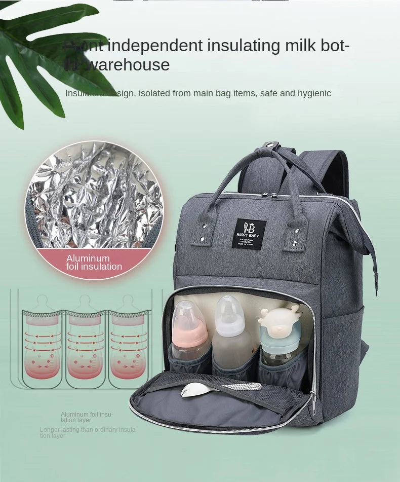 Large USB Mummy Diaper Bag - Waterproof, Functional, Nursing Backpack