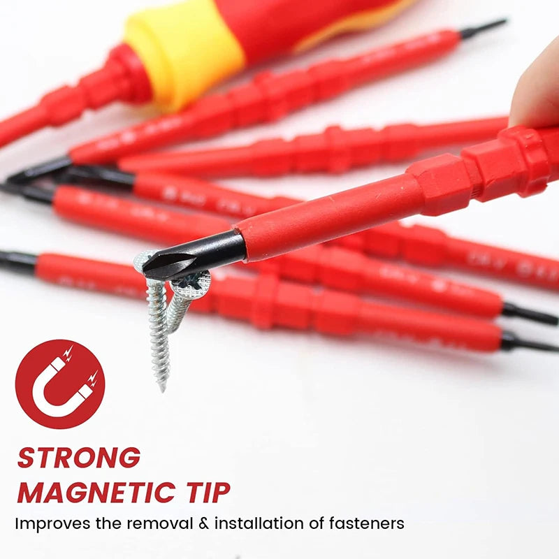 10Pcs Interchangeable VDE 500v Insulated Screwdriver Set Magnetic Electrician