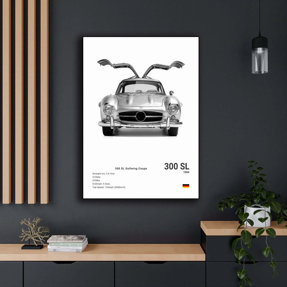 B&W Luxury Sports Car Poster Canvas Wall Art Garage Mancave Merc G63 SL GTR AMG
