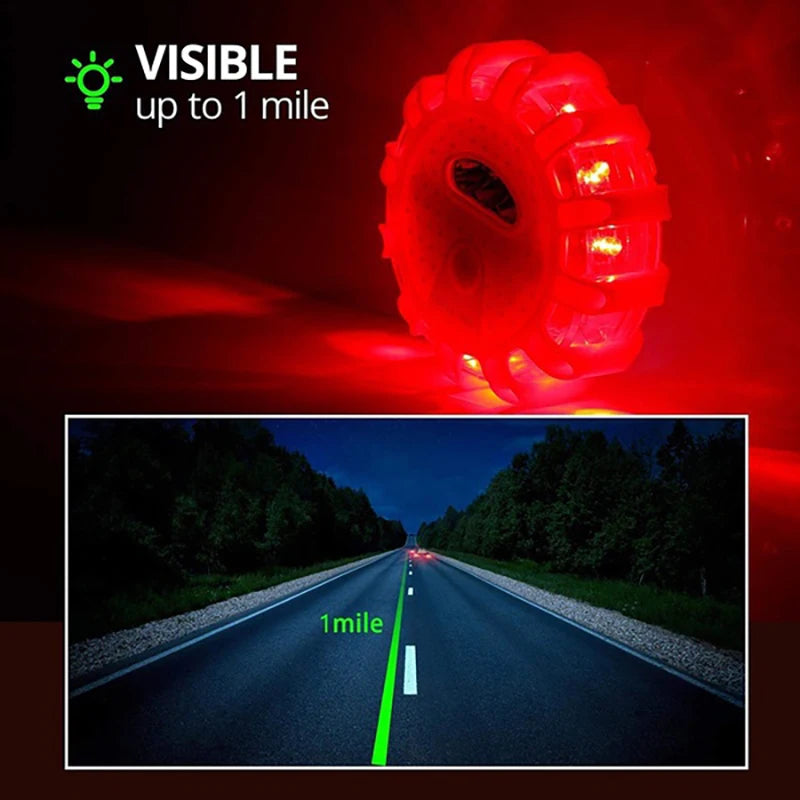 LED Warning Light Safety Flare 9-Mode Emergency Strobe Magnetic USB/Batt