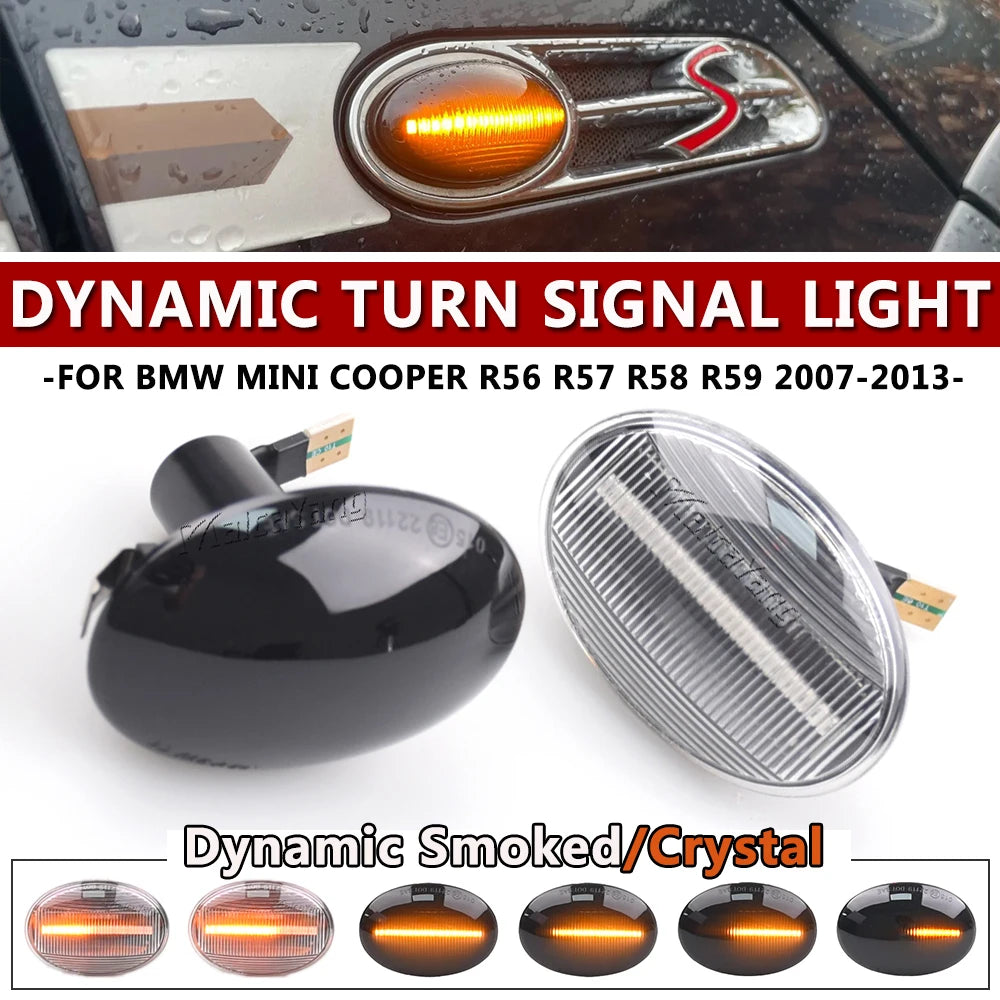 Pair Dynamic LED Side Marker Light Indicator for BMW MINI Cooper R55 R56 R57 R58