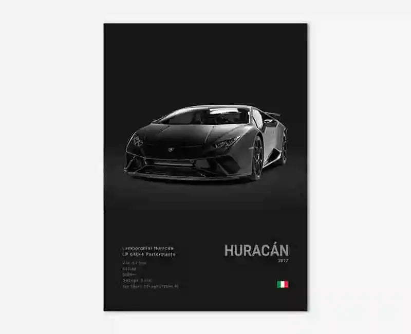 B&W Canvas Poster Luxury Supercar Lamborghini SUV SVJ Wall Art Garage Mancave