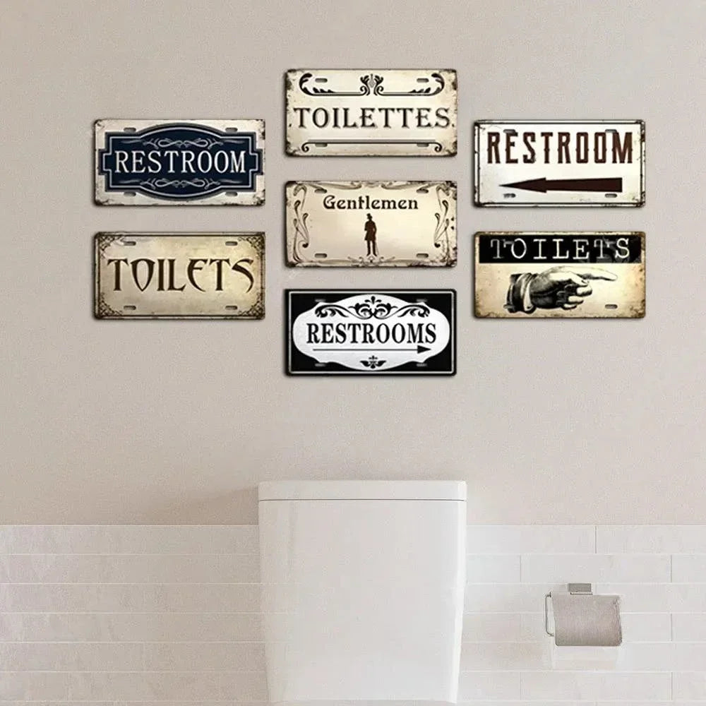 Vintage style Restroom Metal Sign Plaque Plate for Bar, Club, Toilet, Bathroom