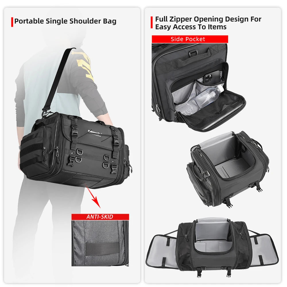 Rhinowalk Motorcycle Waterproof Tail Bag Expandable Luggage 19L-80L