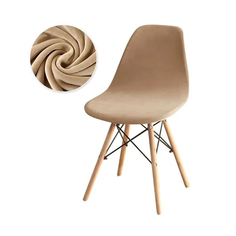Velvet Shell Chair Cover - Stretch Armless Dining, Home, Wedding, Banquet, Hotel